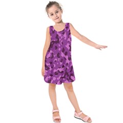 Dark Purple Camouflage Pattern Kids  Sleeveless Dress