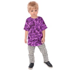 Dark Purple Camouflage Pattern Kids  Raglan Tee