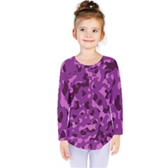 Dark Purple Camouflage Pattern Kids  Long Sleeve Tee