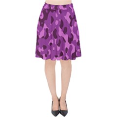 Dark Purple Camouflage Pattern Velvet High Waist Skirt