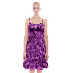 Dark Purple Camouflage Pattern Spaghetti Strap Velvet Dress