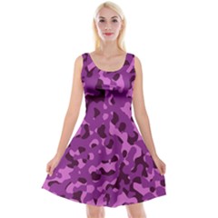 Dark Purple Camouflage Pattern Reversible Velvet Sleeveless Dress