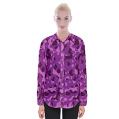 Dark Purple Camouflage Pattern Womens Long Sleeve Shirt