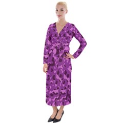 Dark Purple Camouflage Pattern Velvet Maxi Wrap Dress