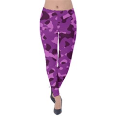 Dark Purple Camouflage Pattern Velvet Leggings