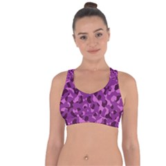 Dark Purple Camouflage Pattern Cross String Back Sports Bra