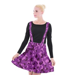 Dark Purple Camouflage Pattern Suspender Skater Skirt