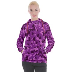 Dark Purple Camouflage Pattern Women s Hooded Pullover