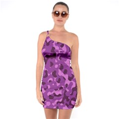 Dark Purple Camouflage Pattern One Soulder Bodycon Dress