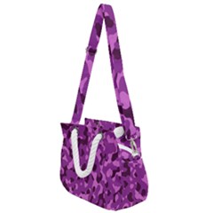 Dark Purple Camouflage Pattern Rope Handles Shoulder Strap Bag