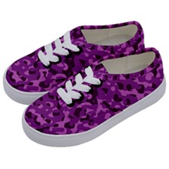 Dark Purple Camouflage Pattern Kids  Classic Low Top Sneakers