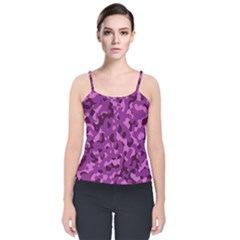 Dark Purple Camouflage Pattern Velvet Spaghetti Strap Top