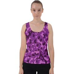 Dark Purple Camouflage Pattern Velvet Tank Top by SpinnyChairDesigns