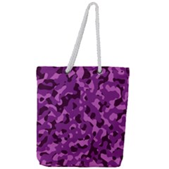 Dark Purple Camouflage Pattern Full Print Rope Handle Tote (Large)