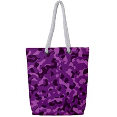 Dark Purple Camouflage Pattern Full Print Rope Handle Tote (small) by SpinnyChairDesigns