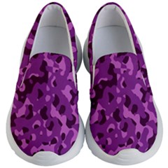 Dark Purple Camouflage Pattern Kids Lightweight Slip Ons