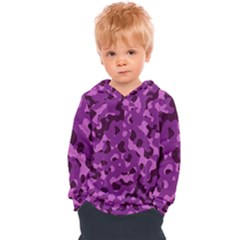 Dark Purple Camouflage Pattern Kids  Overhead Hoodie by SpinnyChairDesigns