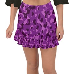 Dark Purple Camouflage Pattern Fishtail Mini Chiffon Skirt