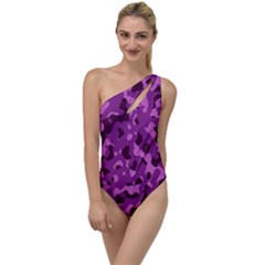 Dark Purple Camouflage Pattern To One Side Swimsuit