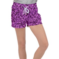 Dark Purple Camouflage Pattern Velour Lounge Shorts