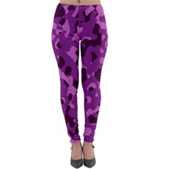 Dark Purple Camouflage Pattern Lightweight Velour Leggings