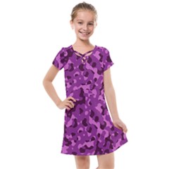 Dark Purple Camouflage Pattern Kids  Cross Web Dress