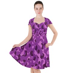 Dark Purple Camouflage Pattern Cap Sleeve Midi Dress