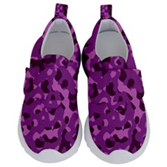 Dark Purple Camouflage Pattern Kids  Velcro No Lace Shoes