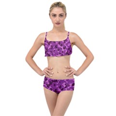 Dark Purple Camouflage Pattern Layered Top Bikini Set