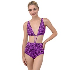 Dark Purple Camouflage Pattern Tied Up Two Piece Swimsuit