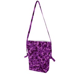 Dark Purple Camouflage Pattern Folding Shoulder Bag by SpinnyChairDesigns