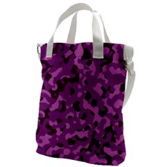 Dark Purple Camouflage Pattern Canvas Messenger Bag by SpinnyChairDesigns