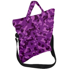 Dark Purple Camouflage Pattern Fold Over Handle Tote Bag