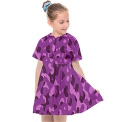 Dark Purple Camouflage Pattern Kids  Sailor Dress