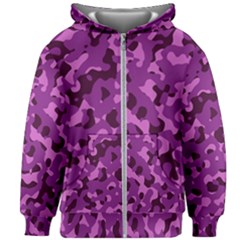 Dark Purple Camouflage Pattern Kids  Zipper Hoodie Without Drawstring