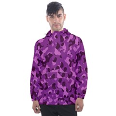 Dark Purple Camouflage Pattern Men s Front Pocket Pullover Windbreaker