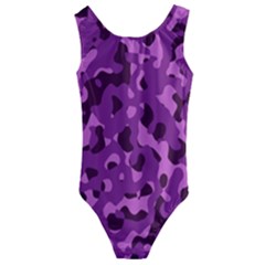 Dark Purple Camouflage Pattern Kids  Cut-Out Back One Piece Swimsuit