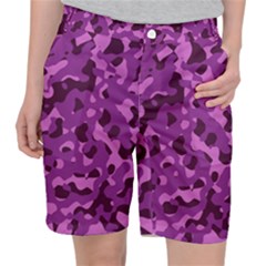 Dark Purple Camouflage Pattern Pocket Shorts