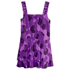 Dark Purple Camouflage Pattern Kids  Layered Skirt Swimsuit