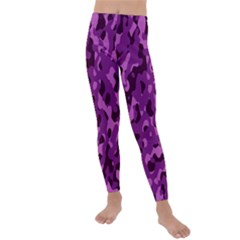 Dark Purple Camouflage Pattern Kids  Lightweight Velour Leggings