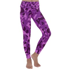 Dark Purple Camouflage Pattern Kids  Lightweight Velour Classic Yoga Leggings