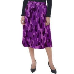 Dark Purple Camouflage Pattern Classic Velour Midi Skirt 