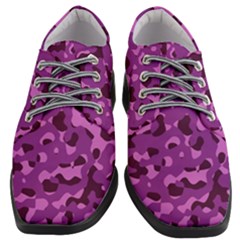 Dark Purple Camouflage Pattern Women Heeled Oxford Shoes by SpinnyChairDesigns