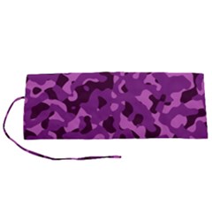 Dark Purple Camouflage Pattern Roll Up Canvas Pencil Holder (S)