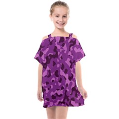 Dark Purple Camouflage Pattern Kids  One Piece Chiffon Dress