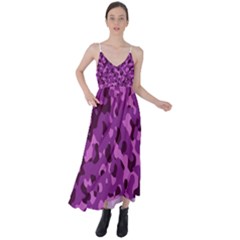 Dark Purple Camouflage Pattern Tie Back Maxi Dress