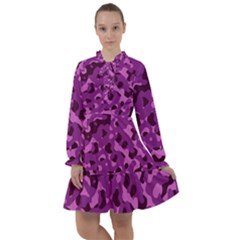 Dark Purple Camouflage Pattern All Frills Chiffon Dress