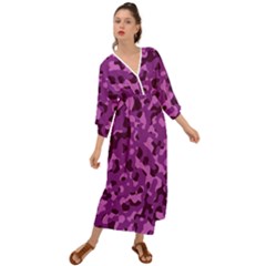 Dark Purple Camouflage Pattern Grecian Style  Maxi Dress