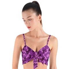 Dark Purple Camouflage Pattern Woven Tie Front Bralet