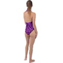 Dark Purple Camouflage Pattern Plunge Cut Halter Swimsuit View2